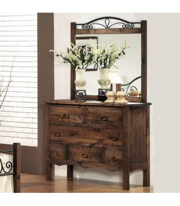 Cómoda de estilo rustico realizado en madera de roble macizo