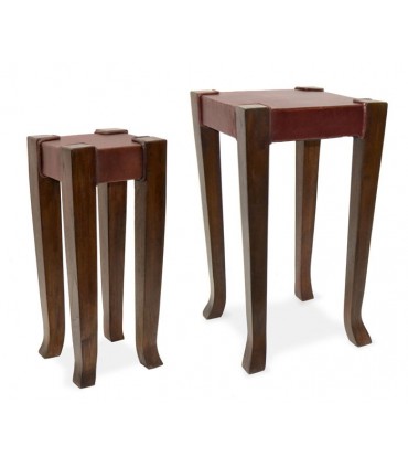 Mesitas auxiliares de estilo colonial (pack de 2) coleccion piel