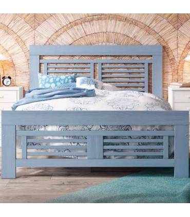 Cama de matrimonio con barrotes de madera de pino