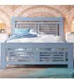 Cama de matrimonio con barrotes de madera de pino