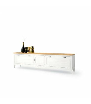 Mesa de tv en color blanco y natural barata