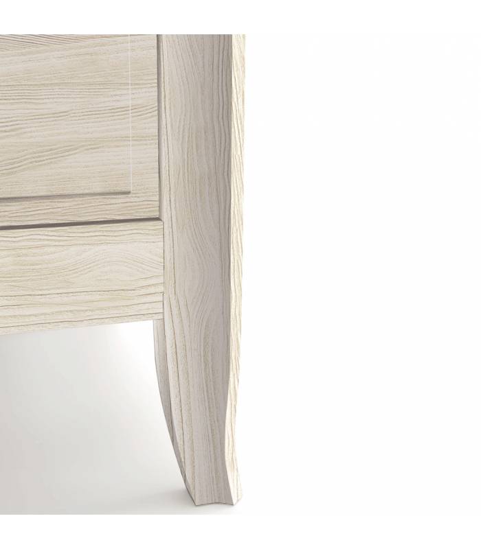 Mesita de noche de dos cajones en madera color blanco