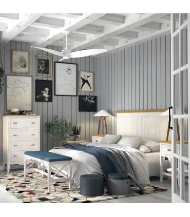 Dormitorio de matrimonio  en color blanco y madera natural