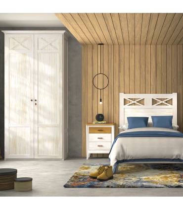 Conjunto dormitorio en color blanco y roble barato