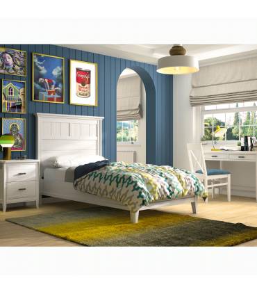 CONJUNTO DORMITORIO juvenil en blanco y azul Estilo CLÁSICO en STOCK