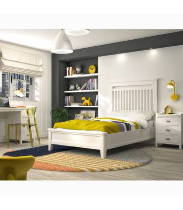 Dormitorio juvenil en color blanco con escritorio barato