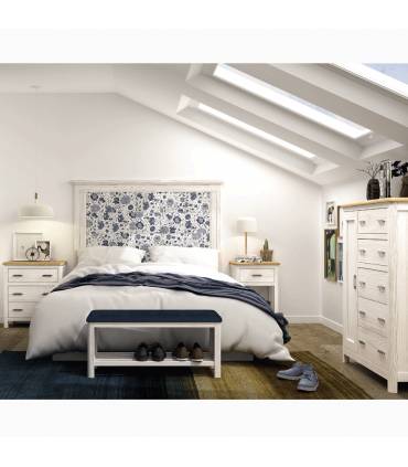 Dormitorio completo en color blanco de matrimonio 150cm barato