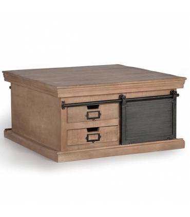 Mesa de centro de estilo industrial de madera maciza