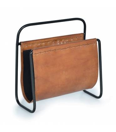 Revistero de piel y metal de estilo industrial