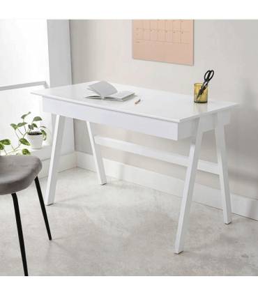 Escritorio moderno en color blanco con cajón grande