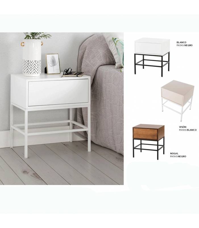 MESILLA DE NOCHE Estilo moderno con patas METÁLICAS en VARIOS ACABADOS