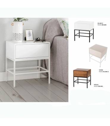 MESILLA DE NOCHE Estilo moderno con patas METÁLICAS en VARIOS ACABADOS