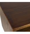 Mesita de noche de madera maciza de teka con  un cajón en color blanco.