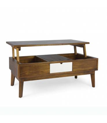 Mesa de centro elevable de madera maciza de teka.