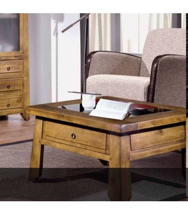 Mesa de rincón fija de madera maciza de pino.