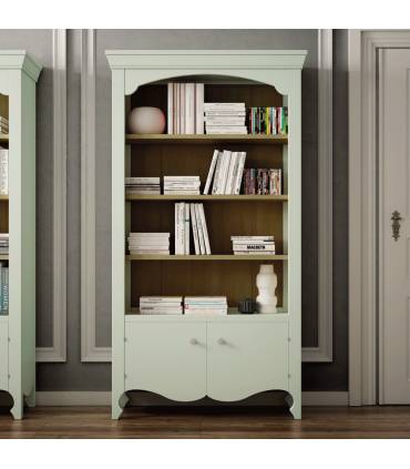 Librero alto de madera maciza de estilo clásico en color blanco.