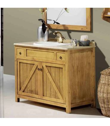 Mueble de lavabo de estilo rústico en color claro con dos puertas grandes