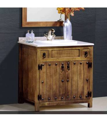 Mueble de lavabo de estilo rústico en color natural