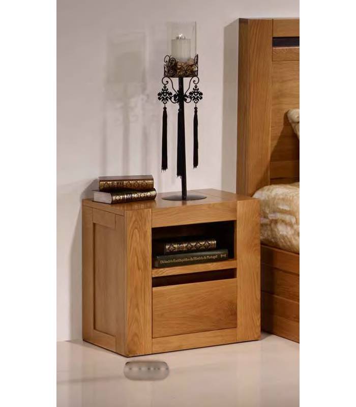 Mesita de roble macizo 1 cajón