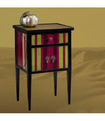 Mesita de noche varios colores. Diseño vintage y madera de cerezo