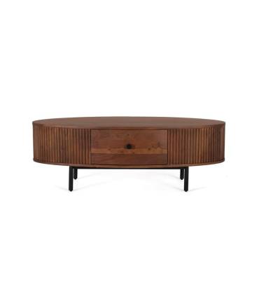 Mesa de centro ovalada de madera