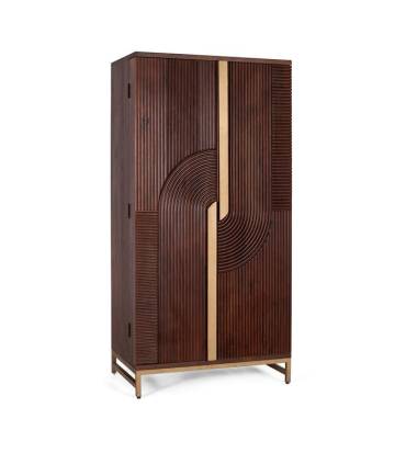Mueble bar grande de madera maciza y patas de metal