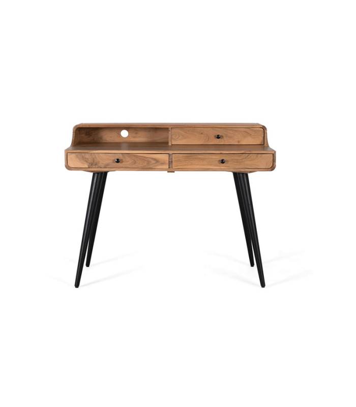 Escritorio madera maciza y patas de metal negro