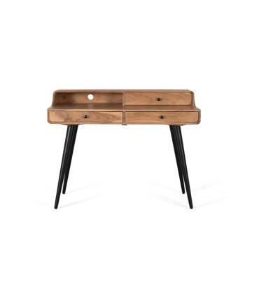 Escritorio madera maciza y patas de metal negro