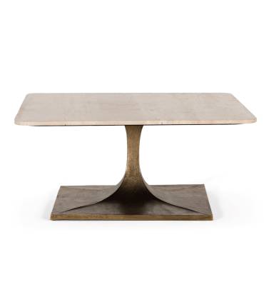 Mesa de centro en color natural y bronce