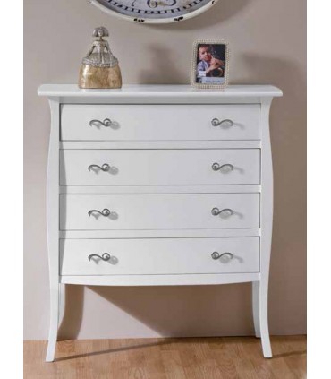 cómoda vintage blanca para dormitorio o recibidor de pino macizo