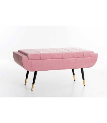 Banqueta de pie de cama estilo vintage en terciopelo rosa. De GDECO