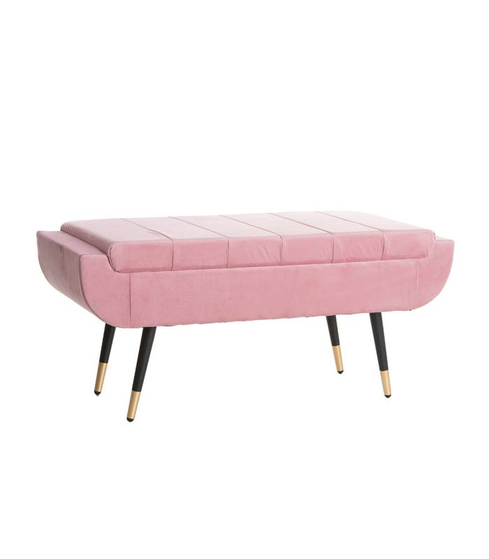 Banqueta en terciopelo rosa