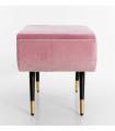 Banqueta de pie de cama estilo vintage en terciopelo rosa. De GDECO