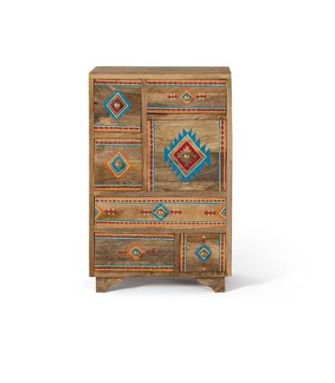 Mesita de noche VINTAGE multicolor, en madera mango de Giner y Colomer