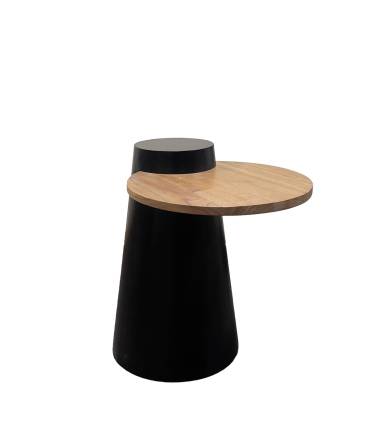 Mesa auxiliar, modelo ALMA en negro y color natural en madera de mindi