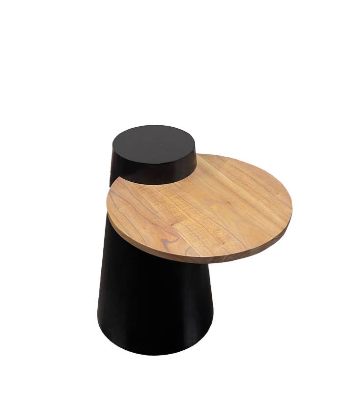 Mesa auxiliar en madera de MINDI en color natural y negro de MOYCOR