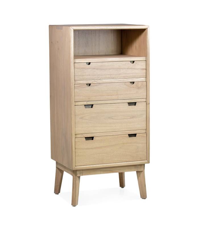 Cómoda en madera de mindi, color roble natural