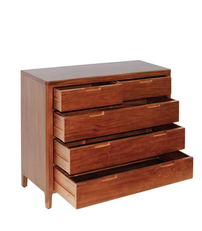 Cómoda con 5 Cajones, Estilo Colonial en Madera Caoba. De Moycor