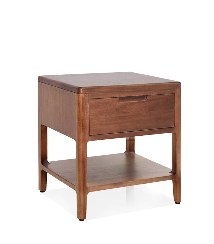 Mesita noche con cajón en estilo colonial en madera de caoba de moycor