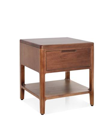 Mesita noche con cajón en estilo colonial en madera de caoba de moycor