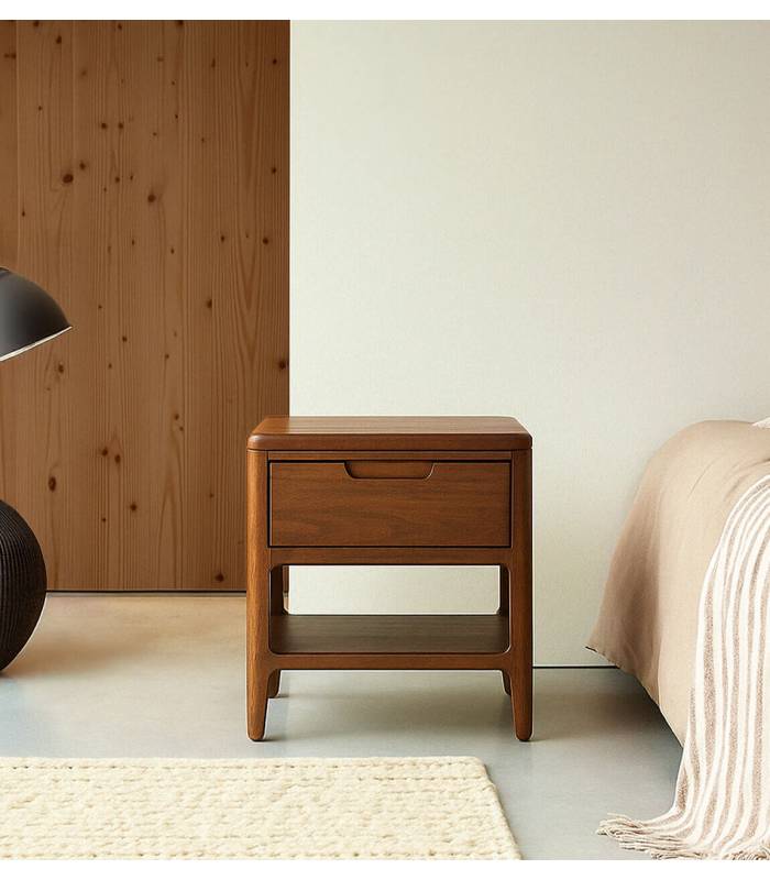 Mesita de noche con Cajón, Estilo Colonial en Madera Caoba. De Moycor