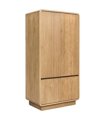 Armario 4 puertas en madera de teca de color natural, colección Eyre