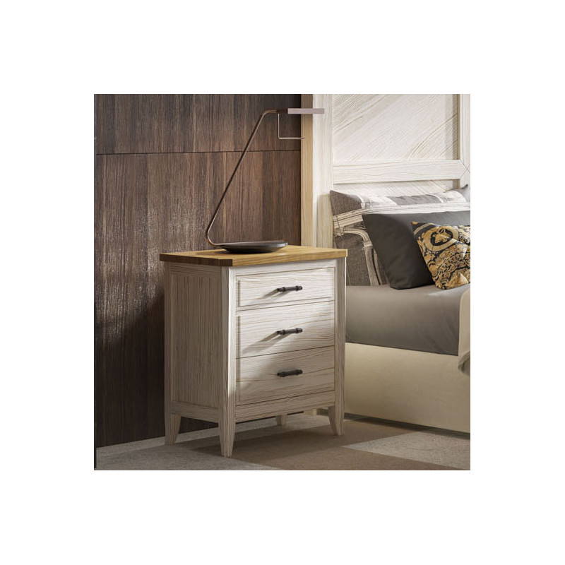 Mesita de Noche Amberes Acabado Blanco Dormitorio Estilo Clásico