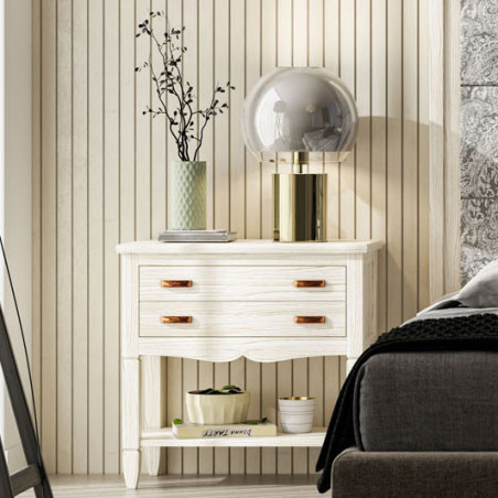 Mesita de Noche Colección Amberes Estilo Clásico Color Blanco.