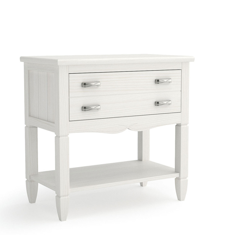 Mesita de Noche Colección Amberes Estilo Clásico Acabado Blanco.