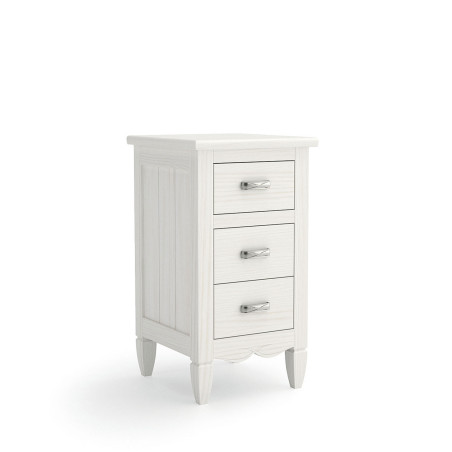 Mesita de Noche Estilo Clásico Colección Amberes en Blanco Decapé