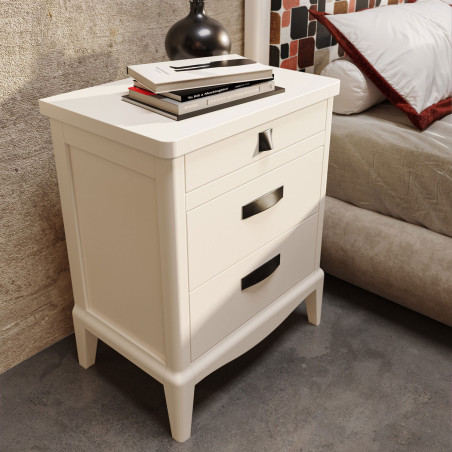 Mesita de Noche Estilo Clásico Colección Quebec en Blanco