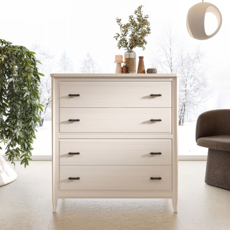Cómoda Estilo Clásico Colección Génova en Acabado Blanco Lienzo