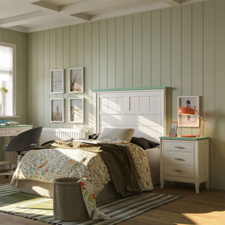 Cabecero Nantes en Ambiente de Dormitorio Juvenil con Tonos Neutros