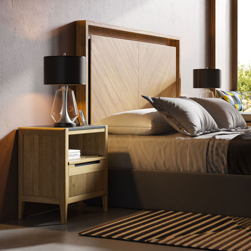 Mesilla de Diseño Tallín Integrada en un Dormitorio de Lujo Moderno